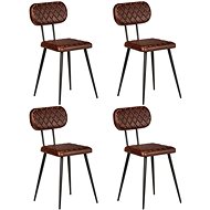 Dining chair 4 pcs brown genuine leather - Dining Chair