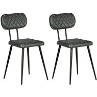 Dining chair 2 pcs gray genuine leather - Dining Chair
