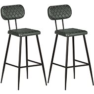 Bar stools 2 pcs gray genuine leather - Bar Stool