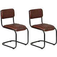 Dining chair 2 pcs brown genuine leather - Dining Chair