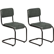 Dining chair 2 pcs gray genuine leather - Dining Chair