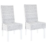 Dining chairs 2 pcs gray rattan cube and mango wood - Dining Chair