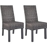 Dining chairs 2 pcs rattan kubu and mango wood brown - Dining Chair