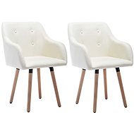 Dining chairs 2 pcs cream textile - Dining Chair