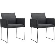 Dining chairs 2 pcs dark gray textile - Dining Chair