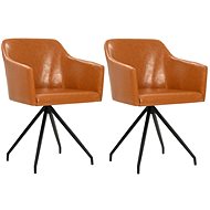 Swivel dining chairs 2 pcs brown faux leather - Dining Chair