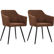 Dining chairs 2 pcs brown textile - Dining Chair