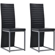 Dining chair 2 pcs black faux leather - Dining Chair