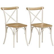 Chair cross back 2 pcs white solid mango wood - Dining Chair