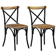 Chair cross back 2 pcs black solid mango wood - Dining Chair