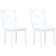 Dining chair 2 pcs white solid rubber tree - Dining Chair