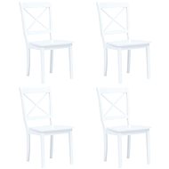 Dining chair 4 pcs white solid rubber tree - Dining Chair