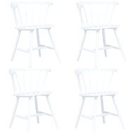 Dining chair 4 pcs white solid rubber tree - Dining Chair