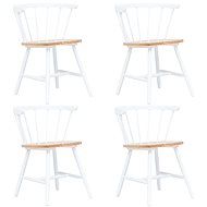 Dining chair 4 pcs white and light wood solid rubber tree - Dining Chair