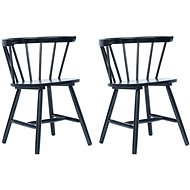 Dining chair 2 pcs black solid rubber tree - Dining Chair