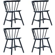 Dining chairs 4 pcs black solid rubber tree - Dining Chair