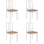 Dining chair with cushions 4 pcs white solid wood - Dining Chair