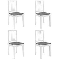 Dining chair with cushions 4 pcs white solid wood - Dining Chair