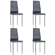 Dining chair 4 pcs gray faux brushed leather - Dining Chair