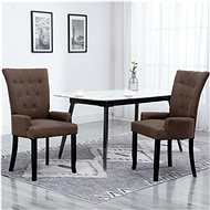 Dining chair with armrests brown textile - Dining Chair