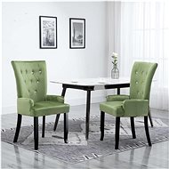 Dining chair with light green velvet armrests - Dining Chair