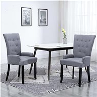 Dining chair with armrests light gray textile - Dining Chair
