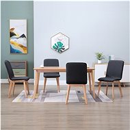 Dining chairs 4 pcs gray textile and solid oak wood - Dining Chair