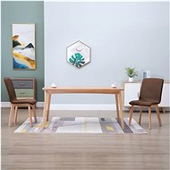Dining chairs 2 pcs brown textile and solid oak wood - Dining Chair
