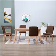 Dining chairs 4 pcs brown textile and solid oak wood - Dining Chair