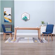 Dining chairs 2 pcs blue textile and solid oak wood - Dining Chair