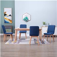 Dining chairs 4 pcs blue textile and solid oak wood - Dining Chair