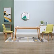 Dining chairs 2 pcs green textile and solid oak wood - Dining Chair