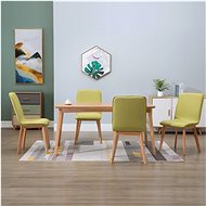 Dining chairs 4 pcs green textile and solid oak wood - Dining Chair