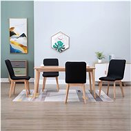 Dining chairs 4 pcs black textile and solid oak wood - Dining Chair