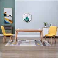 Dining chairs 2 pcs yellow textile and solid oak wood - Dining Chair
