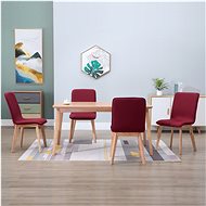 Dining chairs 4 pcs red textile and solid oak wood - Dining Chair