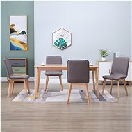 Dining chairs 4 pcs taupe textile and solid oak wood - Dining Chair