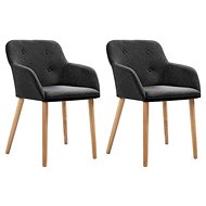 Dining chairs 2 pcs dark gray textile and solid oak wood - Dining Chair