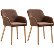 Dining chairs 2 pcs brown textile and solid oak wood - Dining Chair