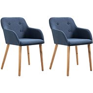 Dining chairs 2 pcs blue textile and solid oak wood - Dining Chair