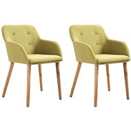 Dining chairs 2 pcs green textile and solid oak wood - Dining Chair
