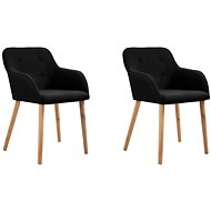 Dining chairs 2 pcs black textile and solid oak wood - Dining Chair