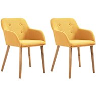 Dining chairs 2 pcs yellow textile and solid oak wood - Dining Chair