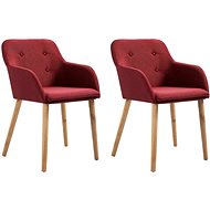 Dining chairs 2 pcs burgundy textile and solid oak wood - Dining Chair