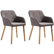 Dining chairs 2 pcs taupe textile and solid oak wood - Dining Chair