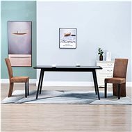 Dining chair 2 pcs brown faux brushed leather - Dining Chair