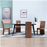 Dining chair 4 pcs brown faux brushed leather - Dining Chair