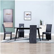 Dining chair 4 pcs gray faux brushed leather - Dining Chair