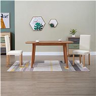 Dining chair 2 pieces of creamy artificial leather - Dining Chair