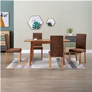 Dining chair 4 pcs brown faux brushed leather - Dining Chair